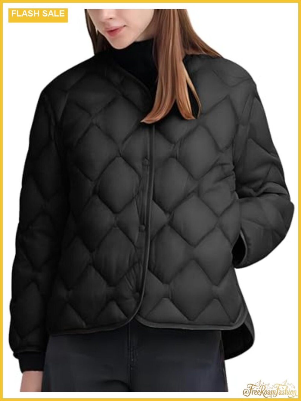 Little Donkey Andy Women's Quilted Button Down Puffer Jacket Long Sleeve